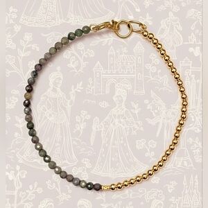 Natural Ruby In Kyanite & Gold Ball Beads In Assymetrical Choker/Necklace